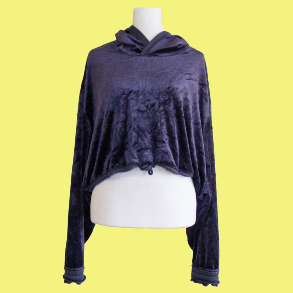 Intimately Free People slouchy oversized cropped hoodie sweatshirt jumper velour